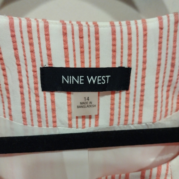 Nine West Women's Red & White Striped Ruffle Sleeve Blazer Jacket Sz 14 Career - Picture 2 of 8